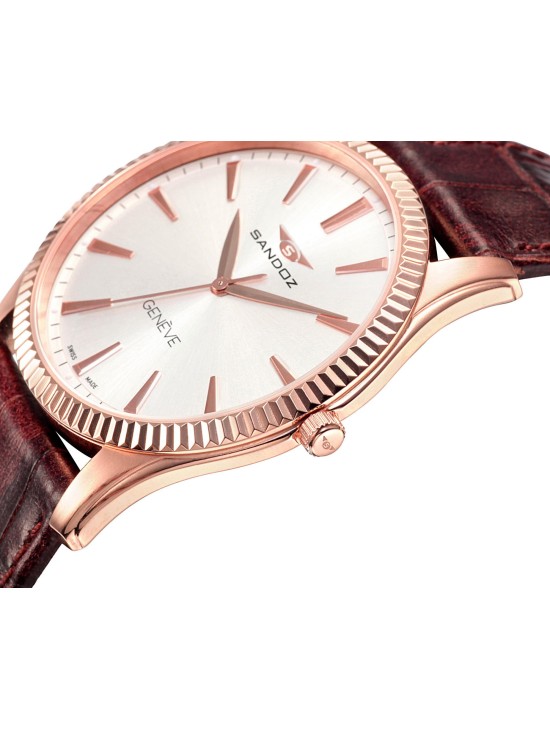 Relógio Sandoz Classic & Slim 81359-90 Suíço Pele Castanha