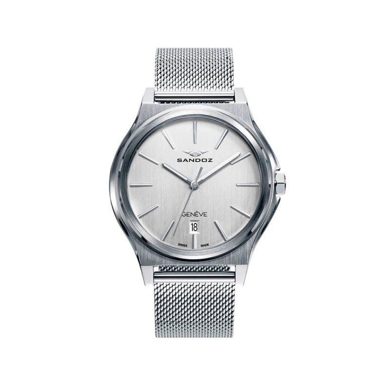 Relógio Sandoz Homem 81481-07 Suíço com Malla Milanesa Prateada