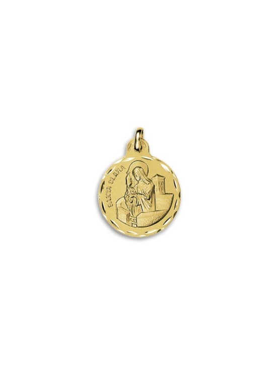 Medalha Redonda Santa Clara Ouro 18k - Compre Online Aqui