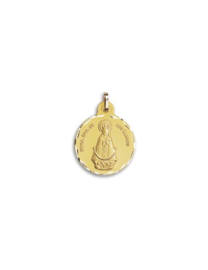 Medalha Redonda Nossa Senhora dos Llanos Ouro 18k + Envio Grátis
