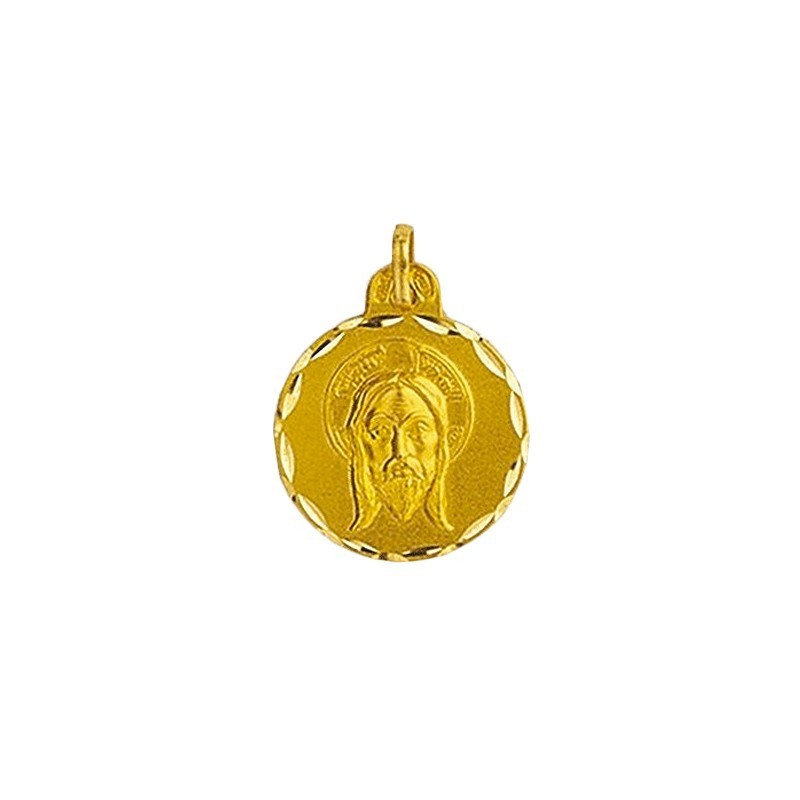 Medalha Redonda Santo Rostro Cristo Ouro 18k com Envio Grátis