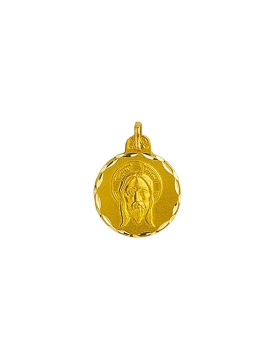 Medalha Redonda Santo Rostro Cristo Ouro 18k com Envio Grátis