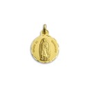 Medalha redonda da Virgem de Guadalupe do México de 21mm em Ouro 18k