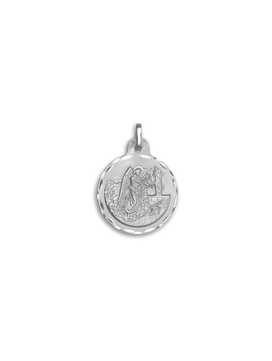 Medalha Redonda do Arcanjo São Gabriel em Prata | Joyeria Parejo