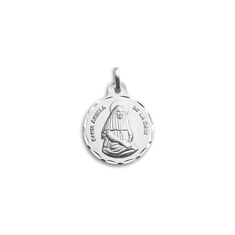 Medalha Redonda Santa Ângela da Cruz Prata 925 - Comprar Online