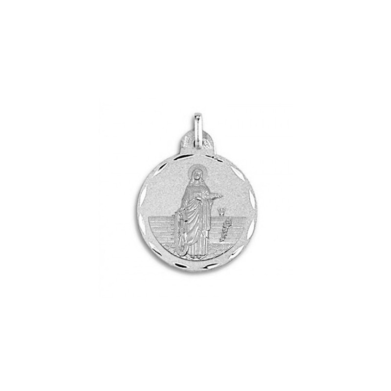 Medalla Santa Catalina en Plata de Ley 21mm | Joyería Parejo