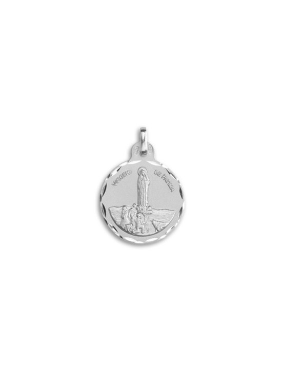 Medalla de la Virgen de Fátima Redonda de 21mm Plata | Joyería Parejo