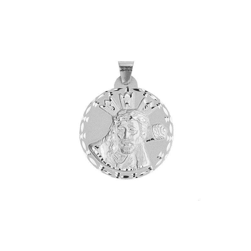 Medalla Cristo del Gran Poder Redonda Rostro Plata | Joyería Parejo