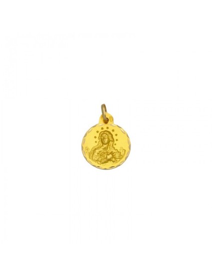 Medalla Redonda de la Virgen Purísima en Oro 18k