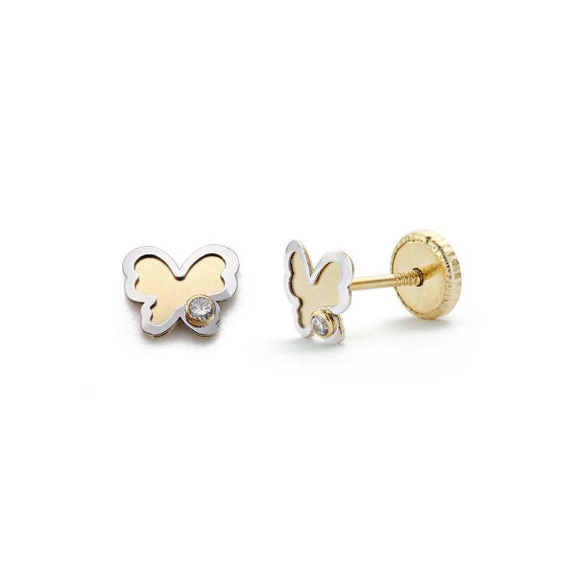 Pendientes Bicolor Mariposa Oro 18k - ¡Compra Aquí!