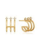 Pendientes Ania Haie Gold Triple Hoop E023-04G Plata de Ley