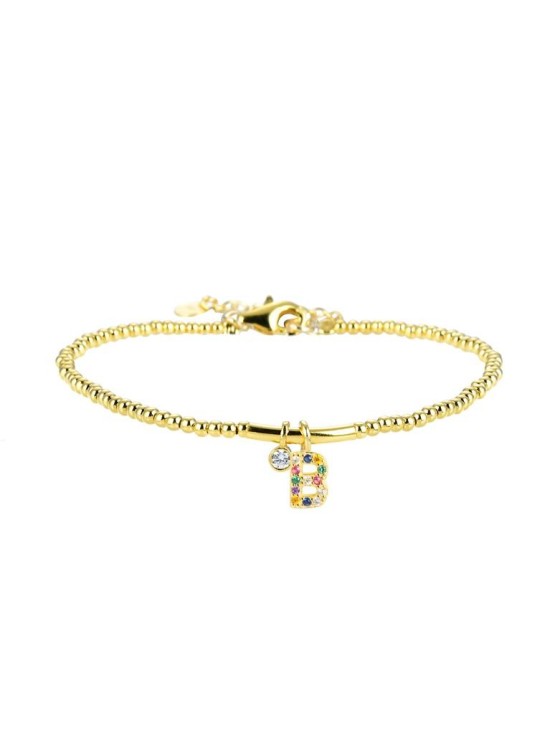 Pulsera Luxenter Letra B BH184Y20B00 Plata de Ley Dorada