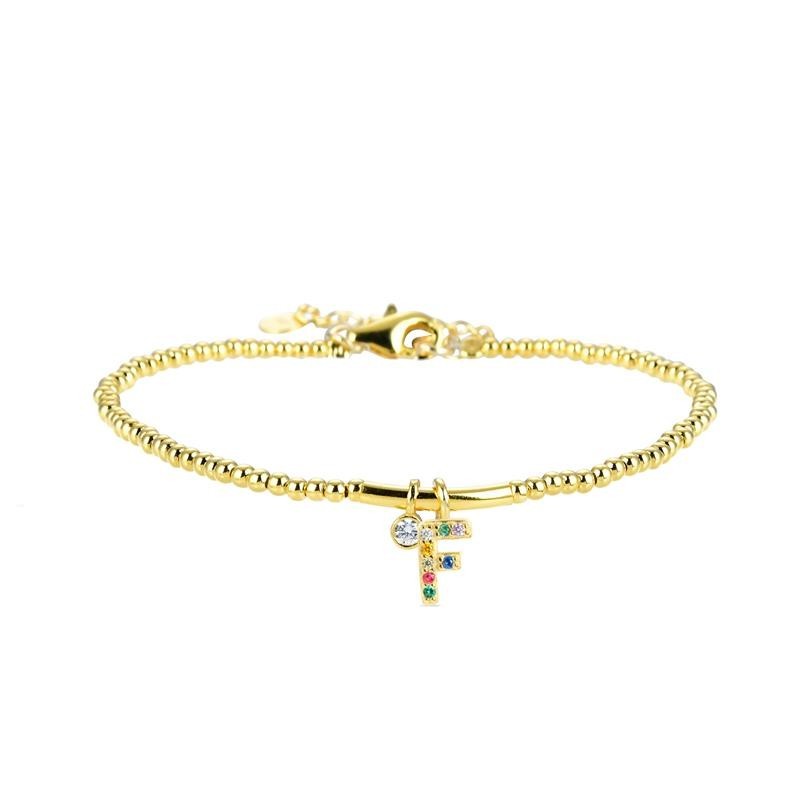 Pulsera Luxenter Letra F BH184Y20F00 Plata de Ley Dorado