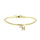 Pulsera Luxenter Letra N BH184Y20N00 Plata de Ley Dorado
