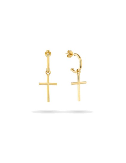 Pendientes de aro con cruz dorada | Radiant RY000129
