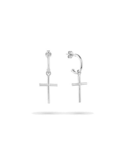Pendientes de aro con cruz plata | Radiant RY000130