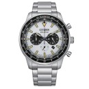 Reloj Citizen Hombre CA4500-91A - Chrono Aviation, Eco Drive, Acero, Blanco