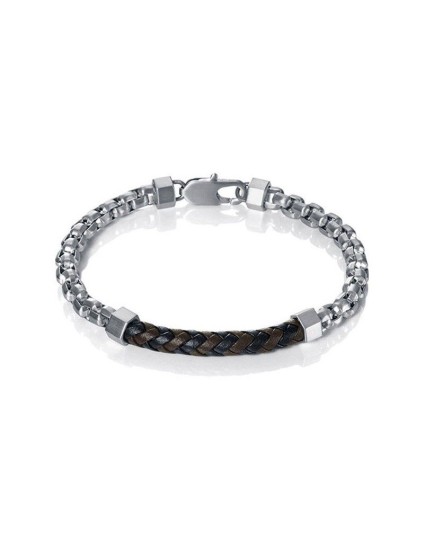 Pulseira Viceroy Fashion 15001P01010 Aço e Couro Elegante