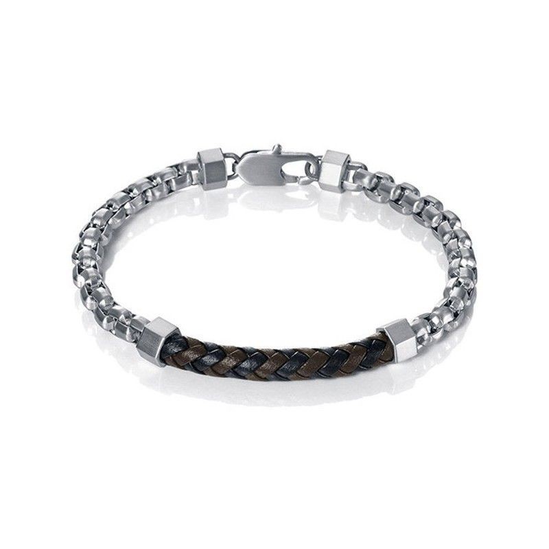 Pulseira Viceroy Fashion 15001P01010 Aço e Couro Elegante