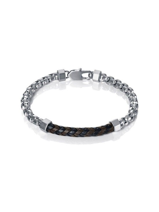 Pulseira Viceroy Fashion 15001P01010 Aço e Couro Elegante