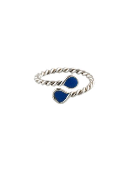 Anel de Prata Tomiza com Esmalte Azul - Compra Online