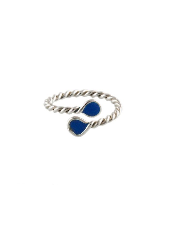 Anel de Prata Tomiza com Esmalte Azul - Compra Online