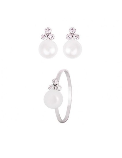 Conjunto Niña Pendientes y Anillo Oro Blanco Comunión