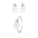 Conjunto Menina Brincos e Anel Ouro Branco 18K. Pérolas e zircónias 2018-18