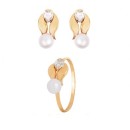 Conjunto menina Brincos e Anel Ouro 18K. Pérolas e zircónias 2018-17
