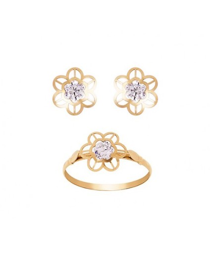 Conjunto Niña Pendientes y Anillo Oro Comunión