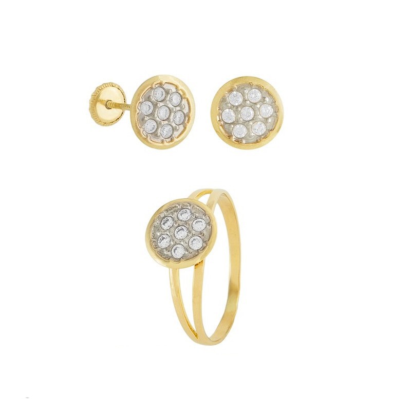 Conjunto menina brincos e anel ouro 18k | Joalharia de Ouro