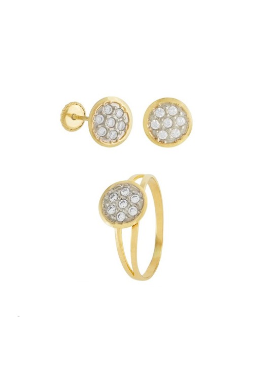 Conjunto niña pendientes y anillo oro 18k | Joyería de Oro