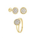 Conjunto Menina Brincos e Anel Ouro 18K. 750Mls. Zircónias