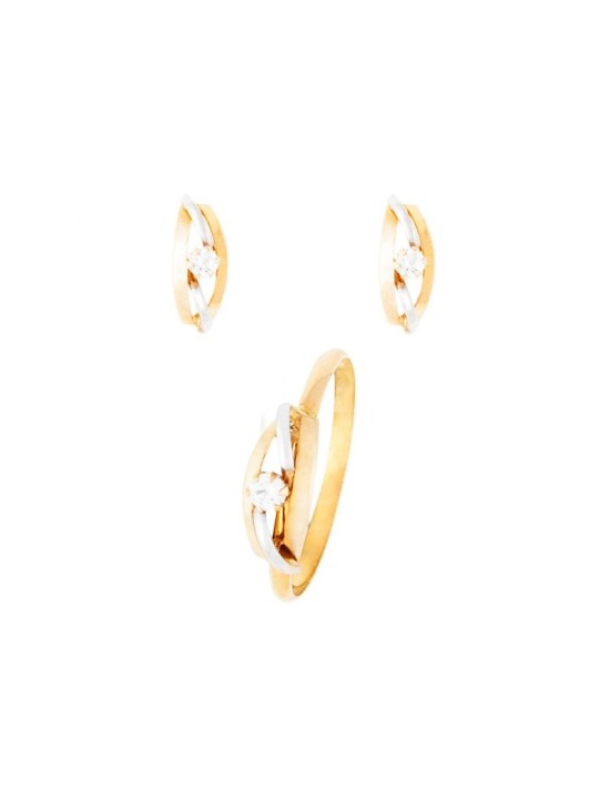 Conjunto Menina Brincos e Anel Ouro 18k para Comunhão
