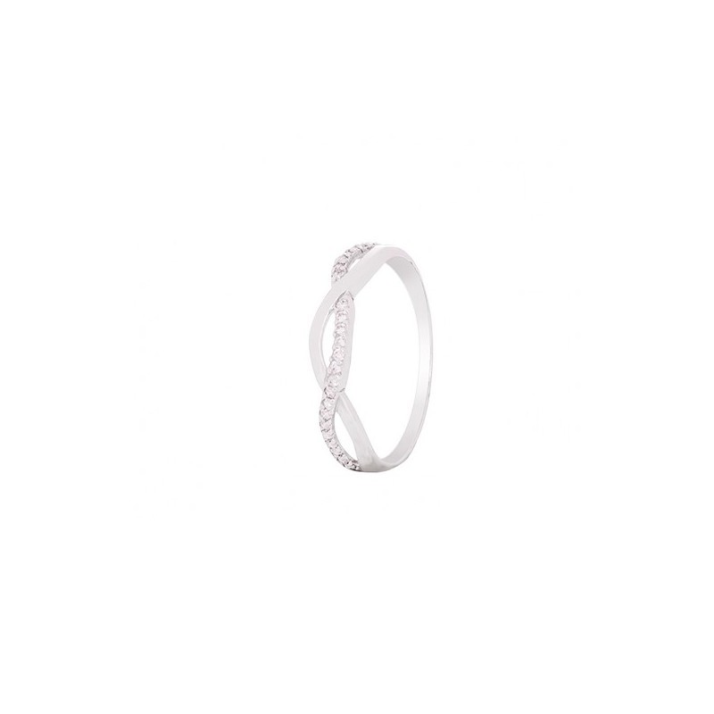 Sortija em Ouro Branco 18k com Zircónias – Elegância Online