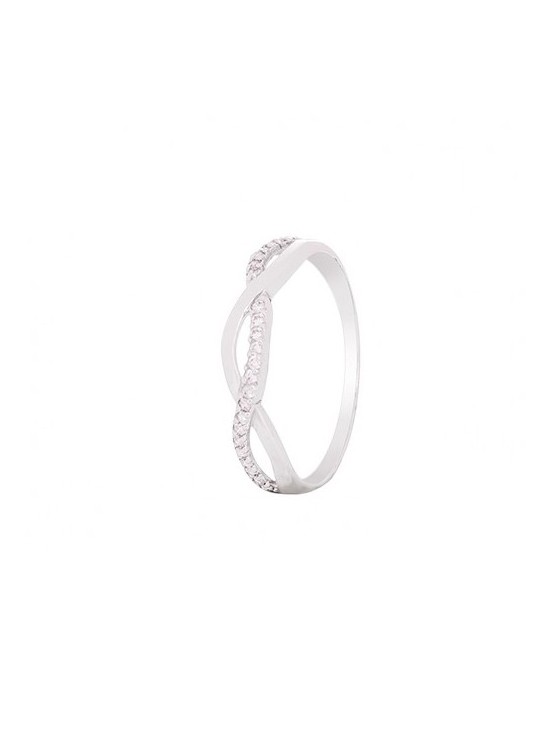 Sortija em Ouro Branco 18k com Zircónias – Elegância Online