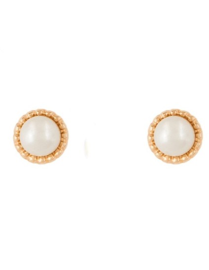 Pendientes de Oro para Bebé con Perla - Aretes Seguros
