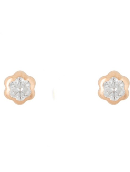 Brincos de ouro para bebé com flor de zircónia - Envio rápido