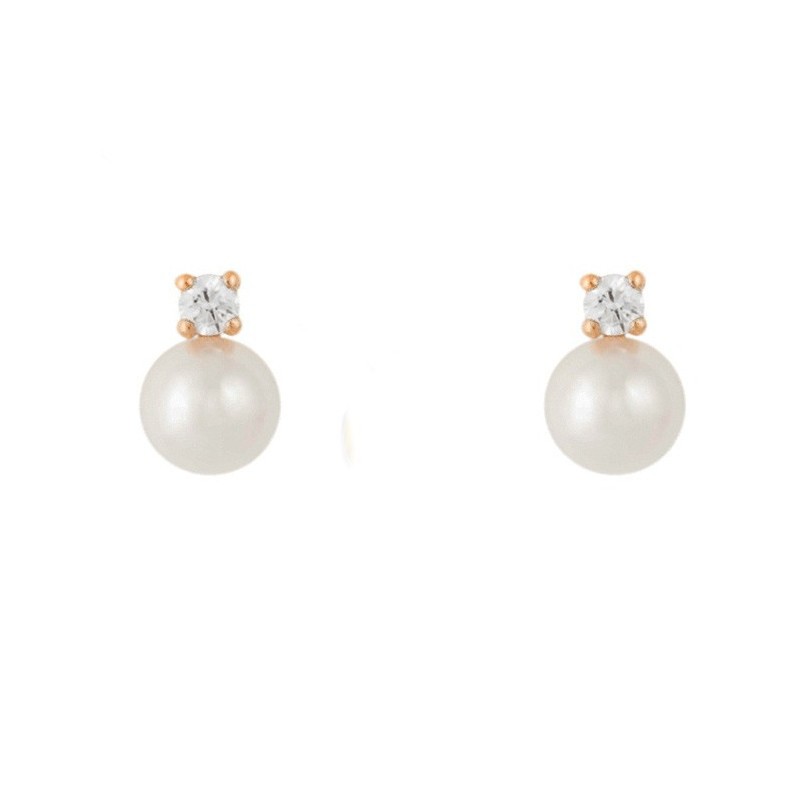 Brincos de Ouro para Bebé com Pérolas e Zircónia – Compre Aqui