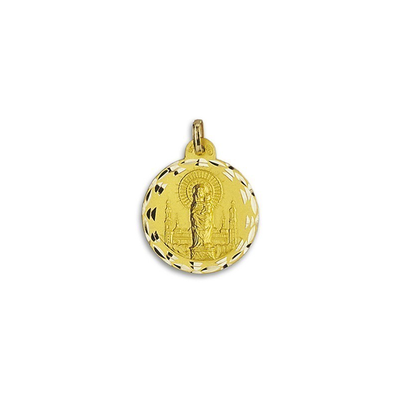 Medalla de la Virgen del Pilar de Zaragoza Redonda Oro 18k