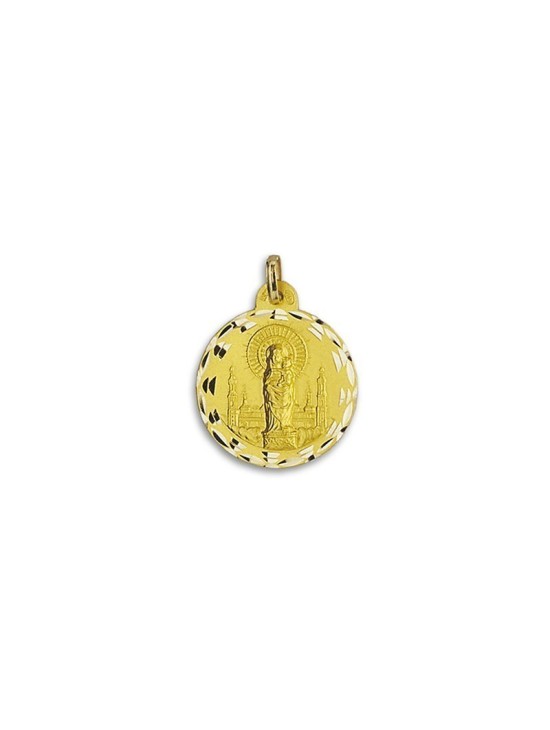Medalla de la Virgen del Pilar de Zaragoza Redonda Oro 18k