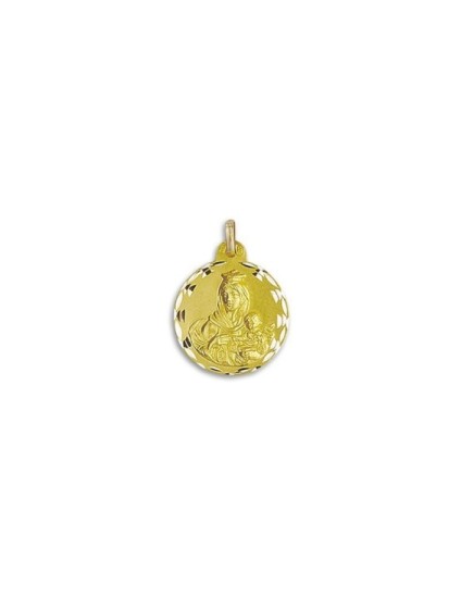 Medalla de la Virgen del Carmen Redonda en Oro 18k
