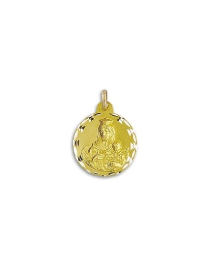 Medalla de la Virgen del Carmen Redonda en Oro 18k