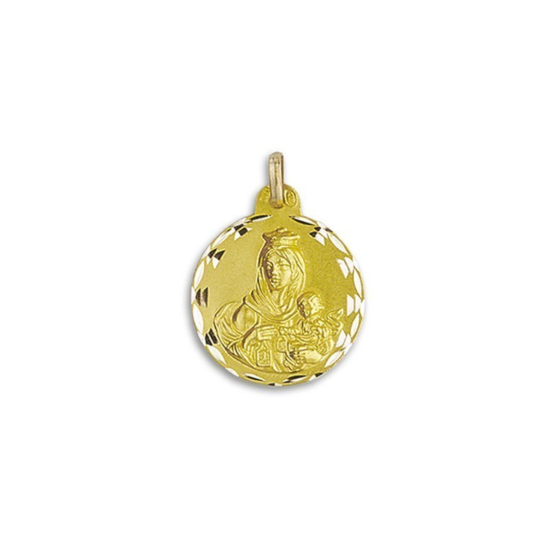 Medalla de la Virgen del Carmen Redonda en Oro 18k