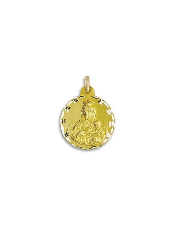 Medalla de la Virgen del Carmen Redonda en Oro 18k