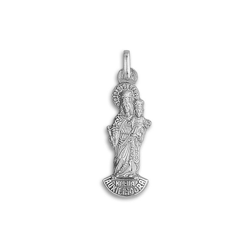 Medalha Virgem Maria Auxiliadora Prata 925 Silhueta Feminina