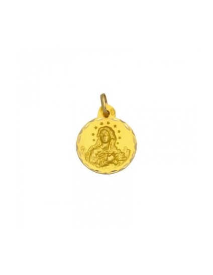 Medalla Redonda de la Virgen Purísima en Oro 18k