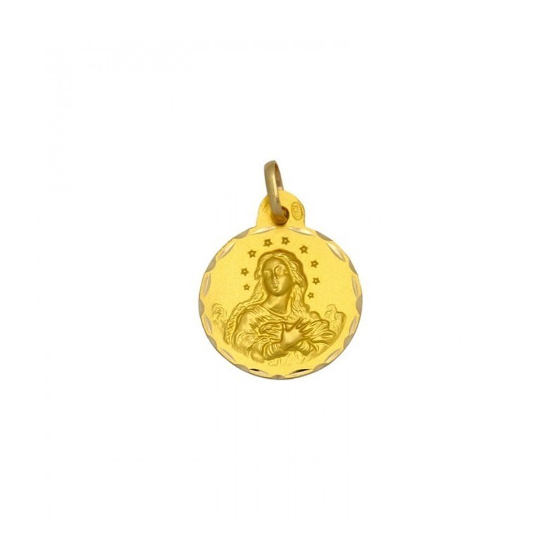 Medalla Redonda de la Virgen Purísima en Oro 18k