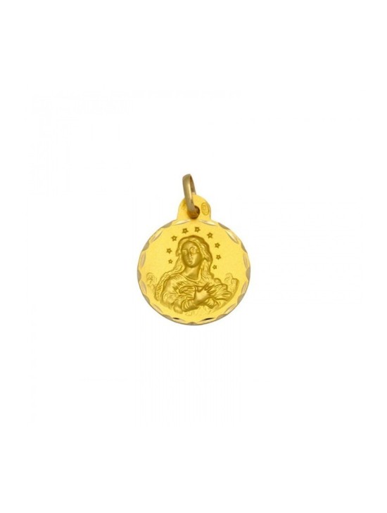 Medalla Redonda de la Virgen Purísima en Oro 18k