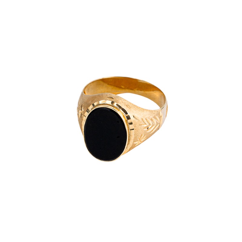 Anillo Sello Hombre 3002003 Oro 18 K - Piedra Negra | Joyería Parejo